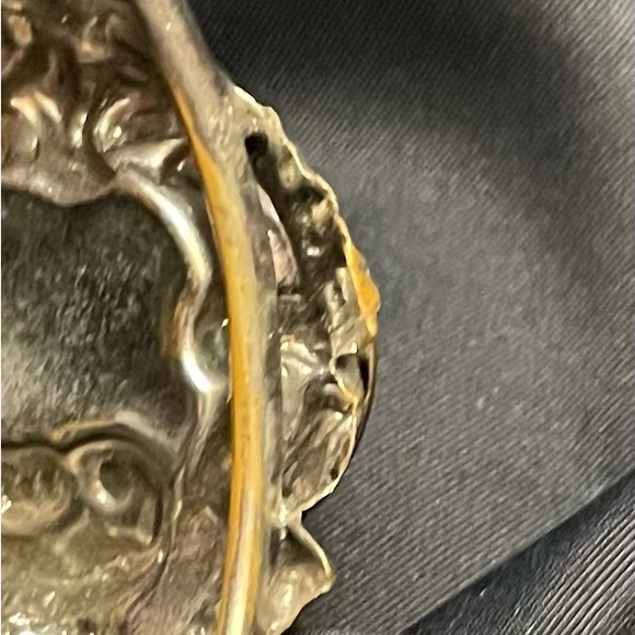 Vintage Victorian Style Silver Tone Hinged Cuff Bracelet w/Matching Emmons Ring - Picture 15 of 15